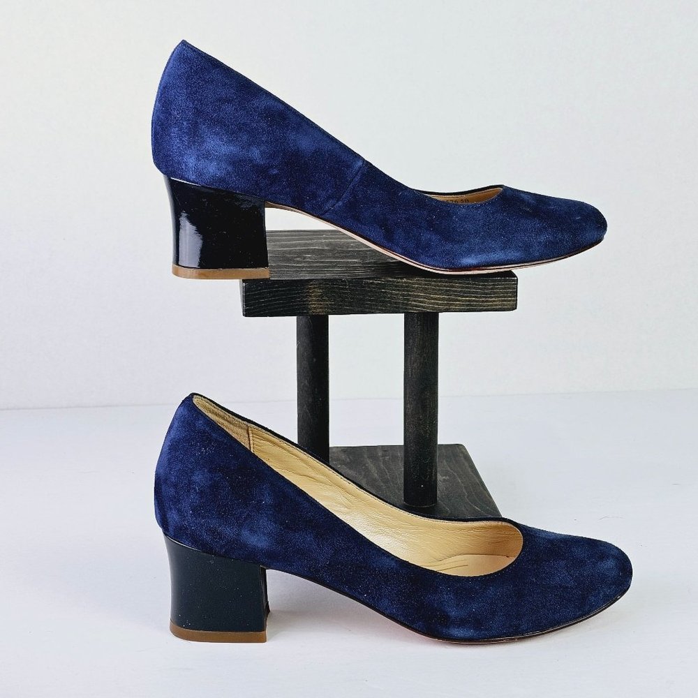 COLE HAAN Chelsea Suede Low-flared Heel Pump, Blazer Blue, Sz 5B D40576 - Picture 3 of 9